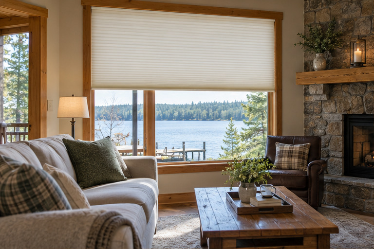 Cellular Honeycomb Shades in a comfortable home