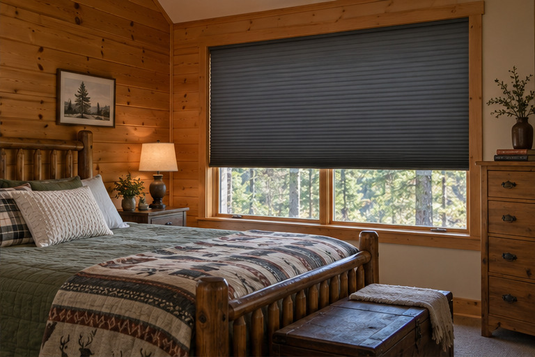 Cellular Honeycomb Shades shown in a natural window setting