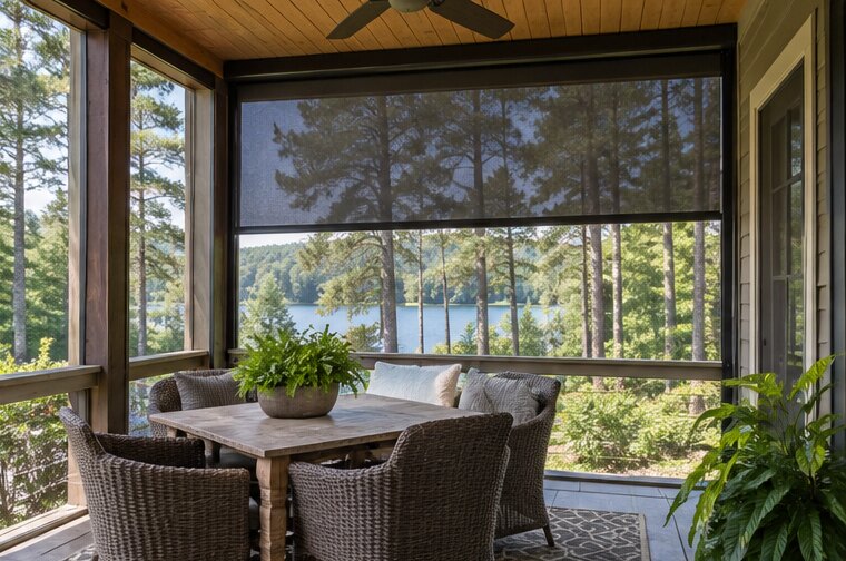 Outdoor Screens shown in a natural window setting