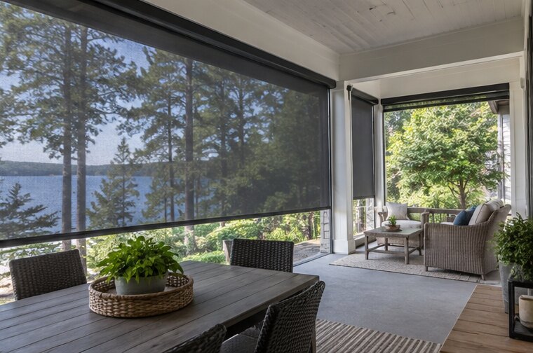 Outdoor Screens shown in a natural residential setting
