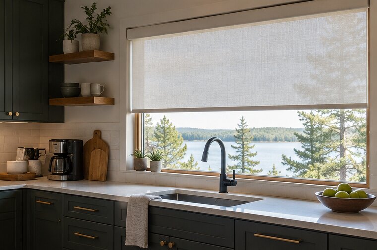Roller & Solar Shades shown in a natural residential setting