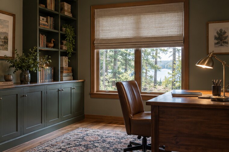 Roman Shades shown in a natural residential setting