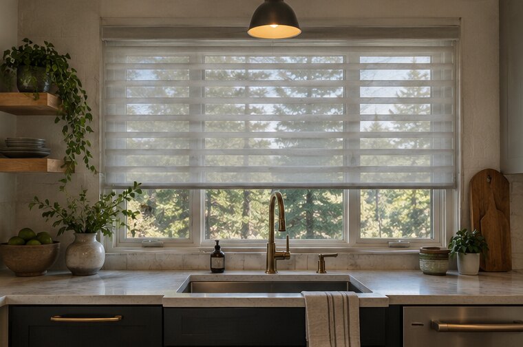 Sheer Shades shown in a natural residential setting