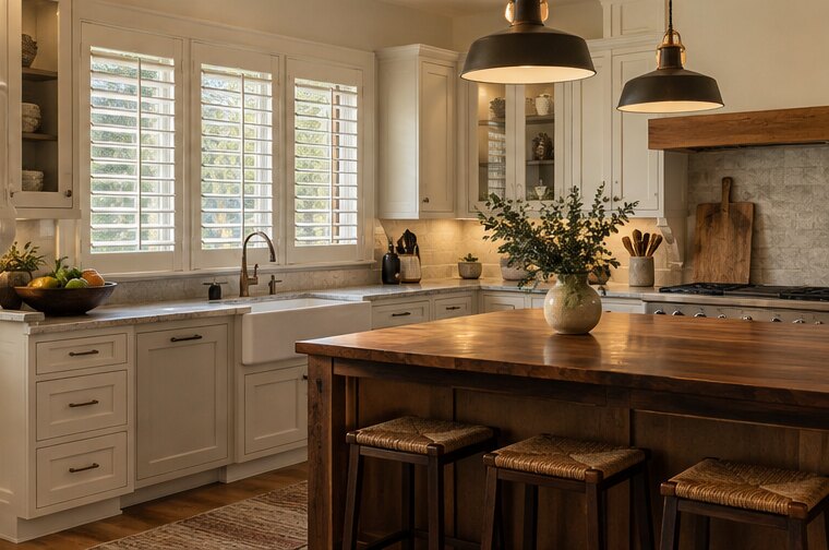 Interior Shutters shown in a natural residential setting