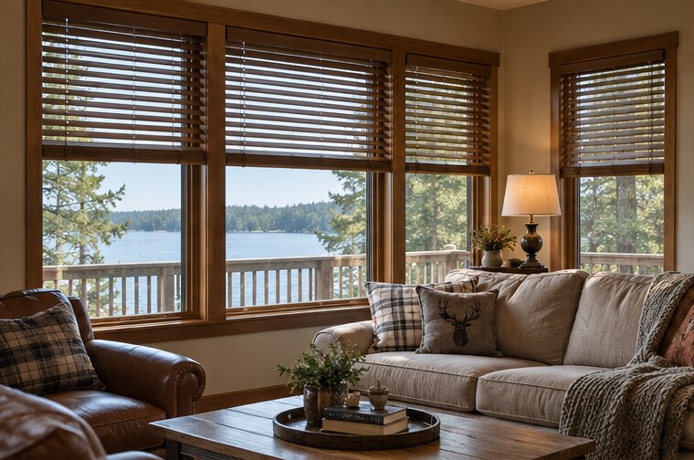 Wood & Faux Wood Blinds in a comfortable home