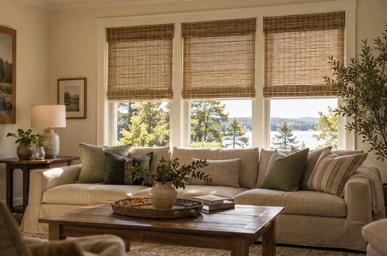 Woven Wood Shades in a comfortable home